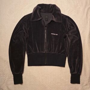 Adidas Black Velour Zip Jacket